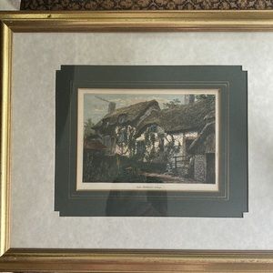 ANNE HATHAWAY COTTAGE, circa 1870. Framed  Vintage Print